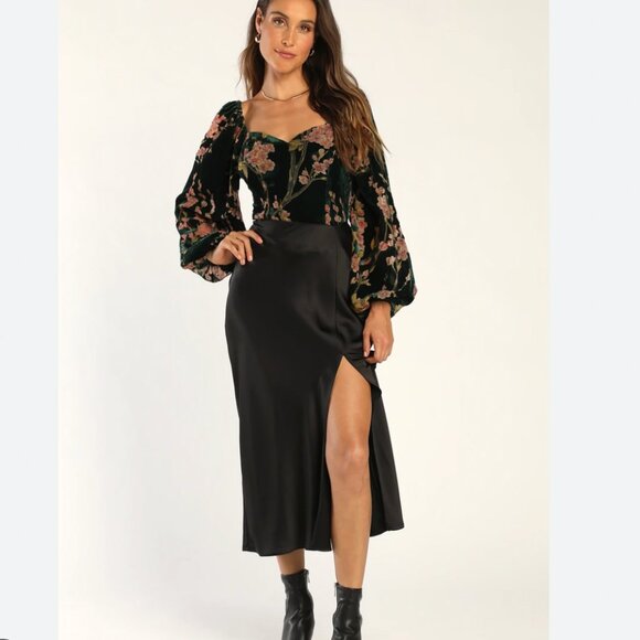 Lulu's Black Floral Bodysuit - Picture 3 of 7